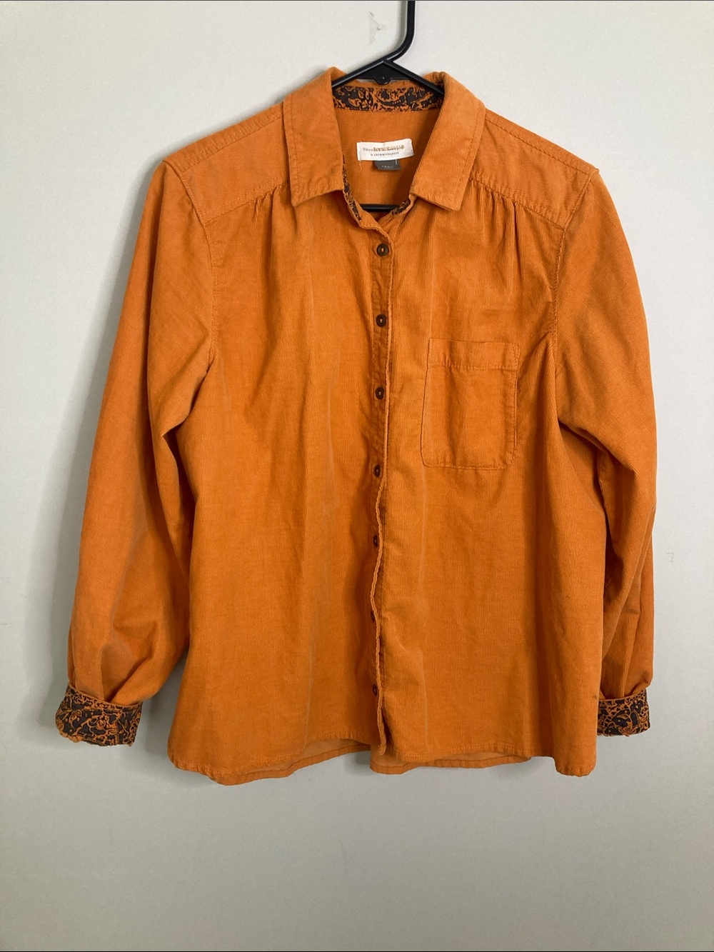 Pilcro Sigourney Burnt Orange Corduroy Button-Down Shirt